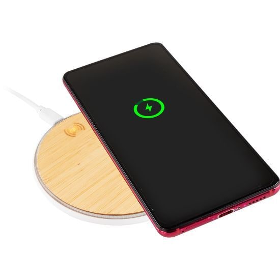 EgotierPro 52519 - Bamboo-Covered 5W Wireless Charging Base BARET