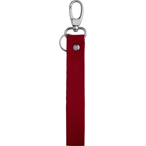 EgotierPro 53027 - Cotton Key Ring with Carabiner, Elongated HOSEGOR Red