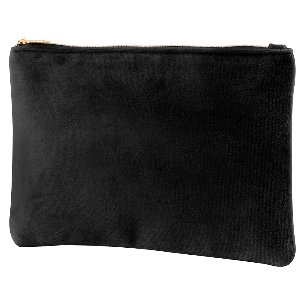 EgotierPro 53518 - Velvet Toilet Bag with Golden Zipper LEUNA