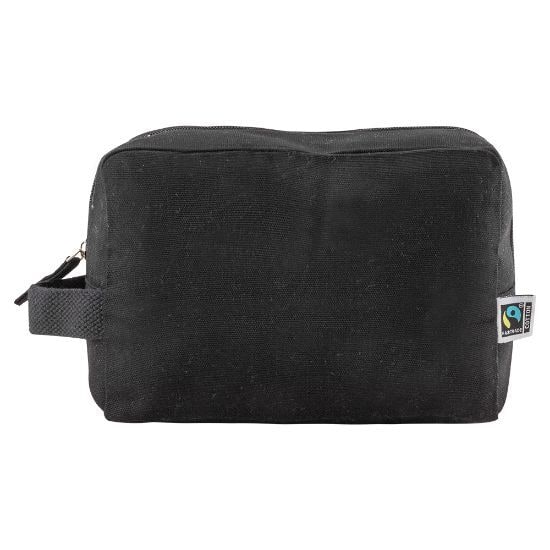 EgotierPro 53546 - Black Fairtrade Cotton Toilet Bag PIER