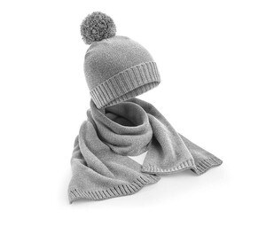 BEECHFIELD BF401 - KNITTED SCARF AND BEANIE GIFT SET Light Grey Fleck