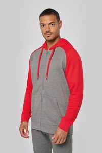 PROACT PA380 - Unisex two-tone zipped hooded fleece jacket