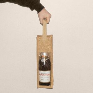 EgotierPro 37518 - Jute Wine Bag with Transparent Window TASTE